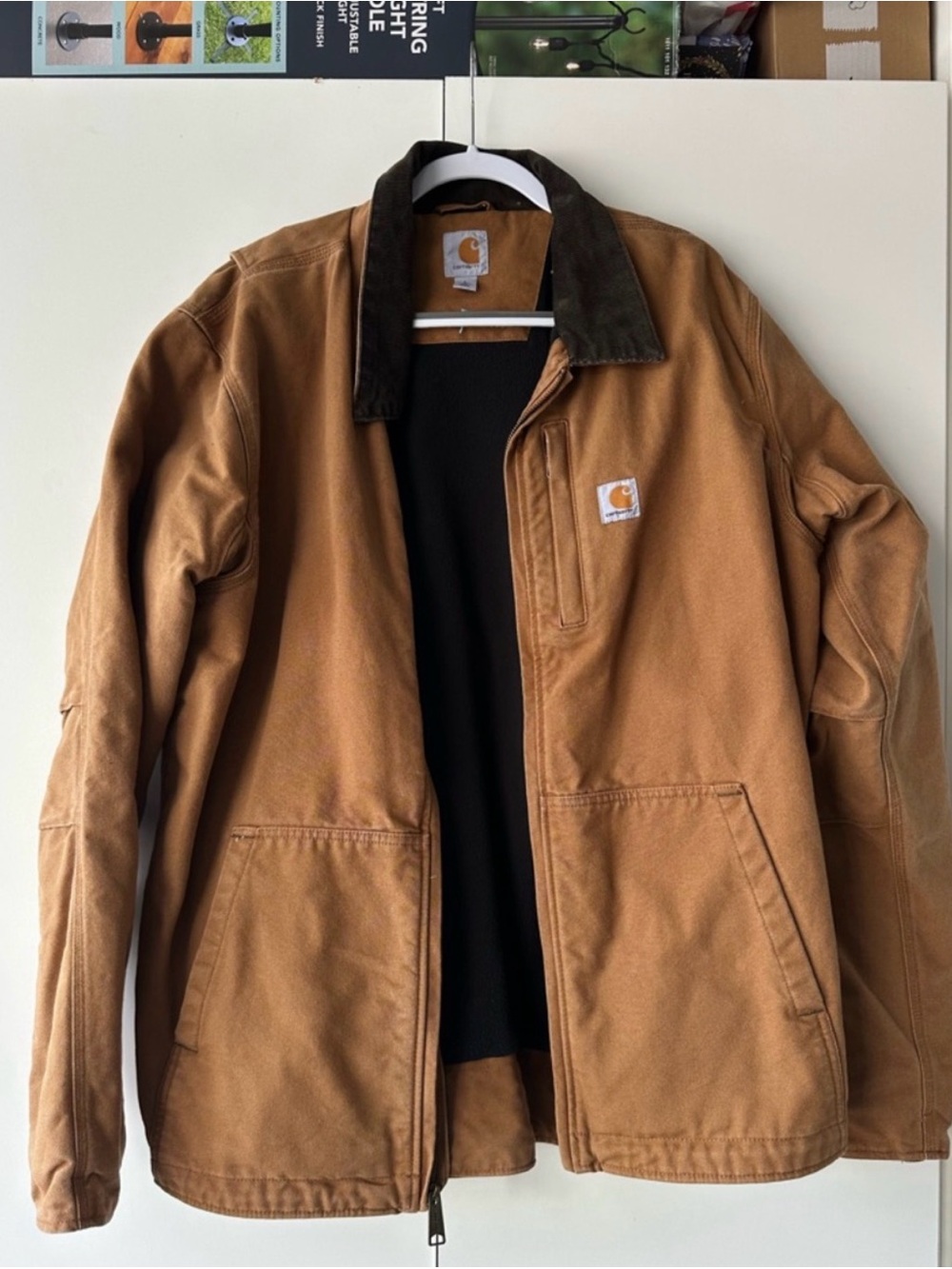 Carhartt Brown Duck Jacket with Dark Brown Collar - Men’s Work Shirt Jacket